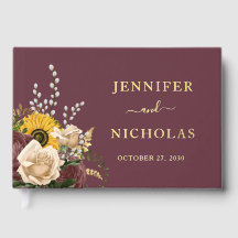 Elegante Girasol Burgundy Boda Oro