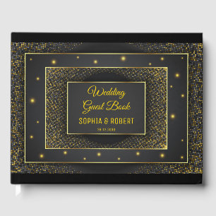 Libro De Visitas Elegante Golden Modern Script Black Funny Boda