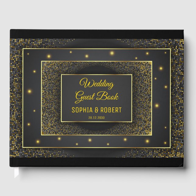 Libro De Visitas Elegante Golden Modern Script Black Funny Boda (Anverso)