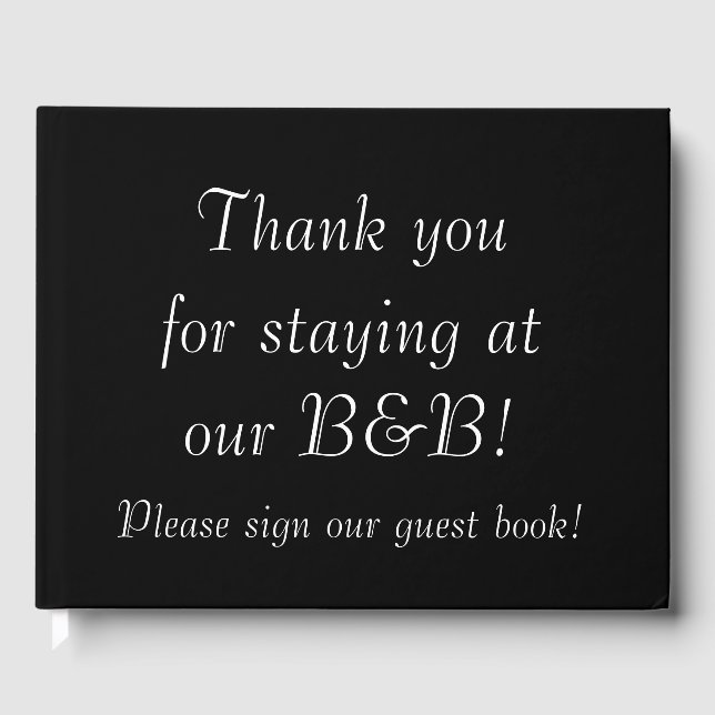 Libro De Visitas Elegante "¡Gracias por quedarse en nuestro B&B!" (Anverso)
