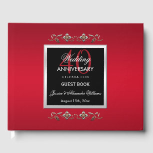 Libro De Visitas Elegante guijarros de rugby 40° aniversario Boda
