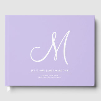 Libro De Visitas Elegante guión Boda inicial Monograma Lavanda