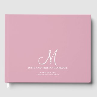 Libro De Visitas Elegante guión Boda inicial Monograma rosa