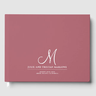 Libro De Visitas Elegante guión Boda inicial Monograma Terracotta