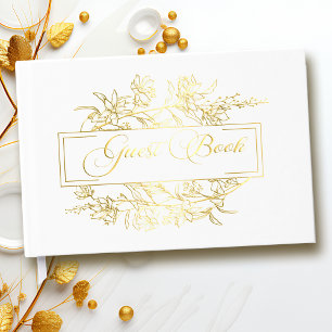 Libro De Visitas Elegante guión de caligrafía de marco floral