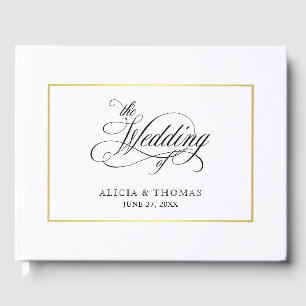 Libro De Visitas Elegante guión florece caligrafía Boda