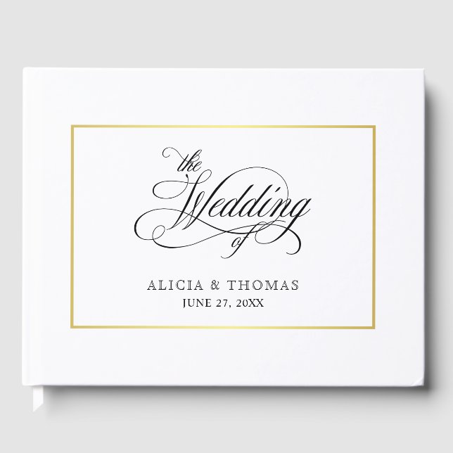 Libro De Visitas Elegante guión florece caligrafía Boda (Anverso)