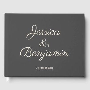Libro De Visitas Elegante guión minimalista Boda blanco y negro