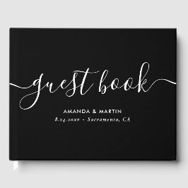 Libro De Visitas Elegante guión moderno Boda blanco y negro