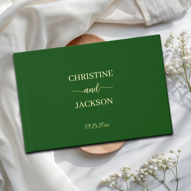 Libro De Visitas Elegante guión moderno Moss Boda Verde Oro (Subido por el creador)