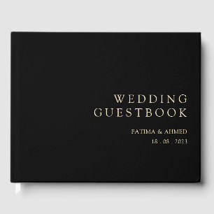 Libro De Visitas Elegante guión negro Boda musulmán de oro mínimo
