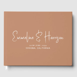 Libro De Visitas Elegante guión Serif Personalizado Caramel Boda In