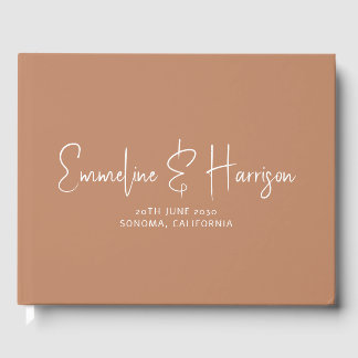 Libro De Visitas Elegante guión Serif Personalizado Caramel Boda In