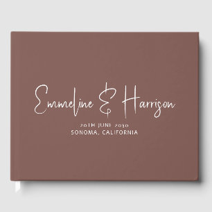 Libro De Visitas Elegante guión Serif Personalizado Espresso Boda