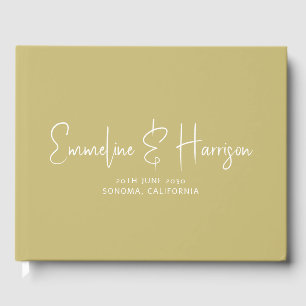 Libro De Visitas Elegante guión Serif Personalizado Moss Boda Verde