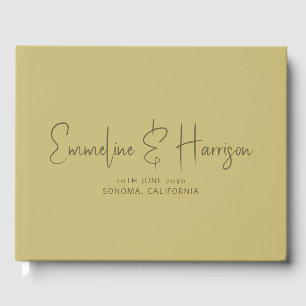 Libro De Visitas Elegante guión Serif Personalizado Moss Boda Verde