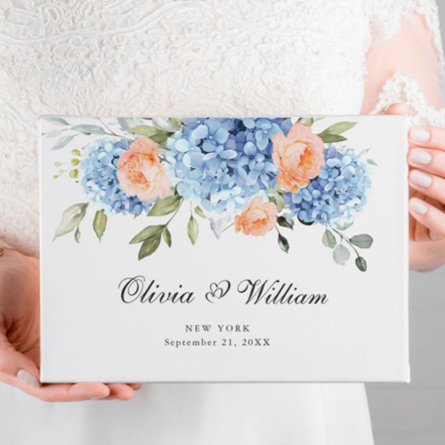 Libro De Visitas Elegante Hidrangea Azul Eucalyptus Boda (Subido por el creador)