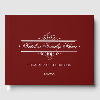 Libro De Visitas Elegante Hotel O Familia De Color Rojo Profundo