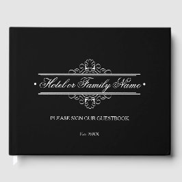 Libro De Visitas Elegante Hotel O Familia Negro Personalizado