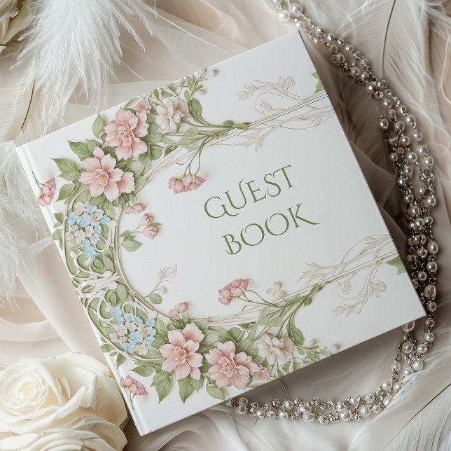 Libro De Visitas Elegante Hydrangea Art Nouveau Boda (Subido por el creador)