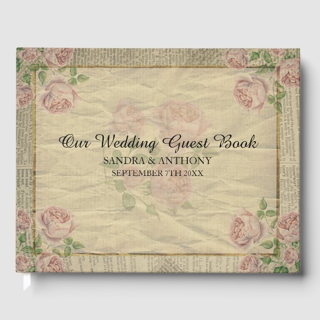 Libro De Visitas Elegante imprenta de diccionario de época con Rosa (Anverso)