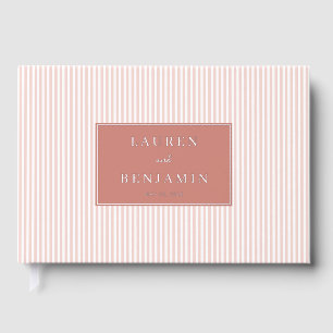Libro De Visitas Elegante Invitación de Boda con Rayas Rosadas