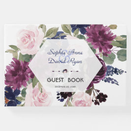 Libro De Visitas Elegante Lavanda Purple Floral Bloom Boda