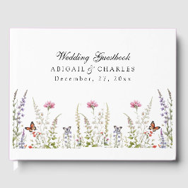Libro De Visitas Elegante Lavanda y florecimiento de flores silvest