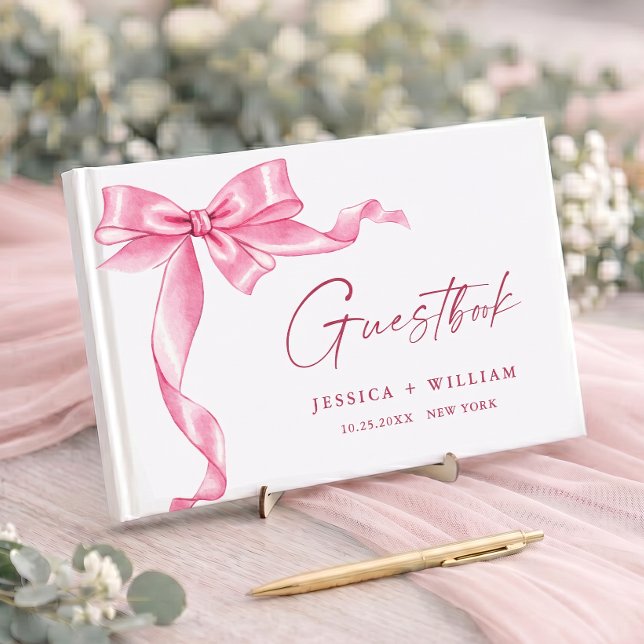 Libro De Visitas Elegante Lento lazo de cinta rosa boda (Subido por el creador)