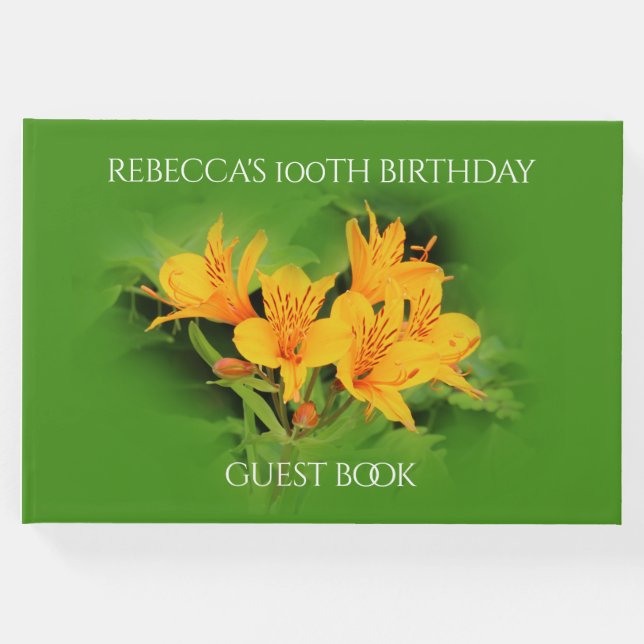 Libro De Visitas Elegante Lily de los Incas Cumpleaños 100 (Anverso)