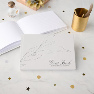 Libro De Visitas Elegante lluvia de boda con ramita dibujada a lápi