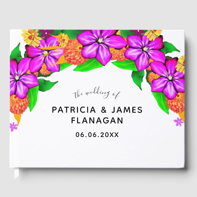 Libro De Visitas Elegante, mágico y audaz Boda floral (Anverso)