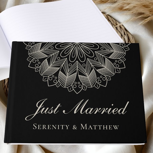 Libro De Visitas Elegante Mandala Indio Boho Chic Boda Negra (Subido por el creador)