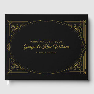 Libro De Visitas Elegante marco Art Deco con texto personalizado