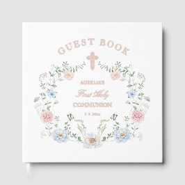 Libro De Visitas Elegante Marco Floral Primera Comunión