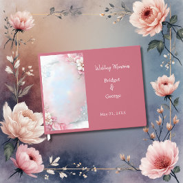 Libro De Visitas Elegante Marco floral rosado boda suave paño brill
