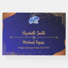 Libro De Visitas Elegante marina y Naranja quemado elegante matrimo