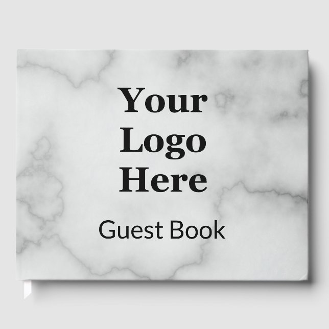 Libro De Visitas Elegante Mármol Blanco Tu Logo Aquí (Anverso)
