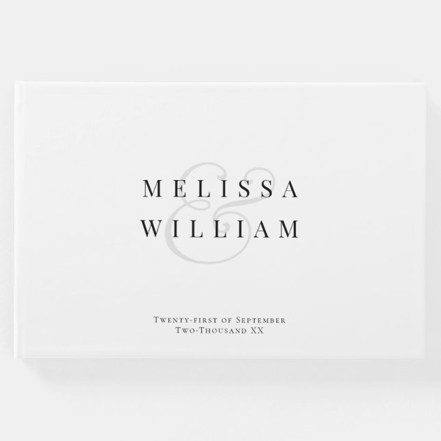 Libro De Visitas Elegante matrimonio negro y blanco gris (Anverso)