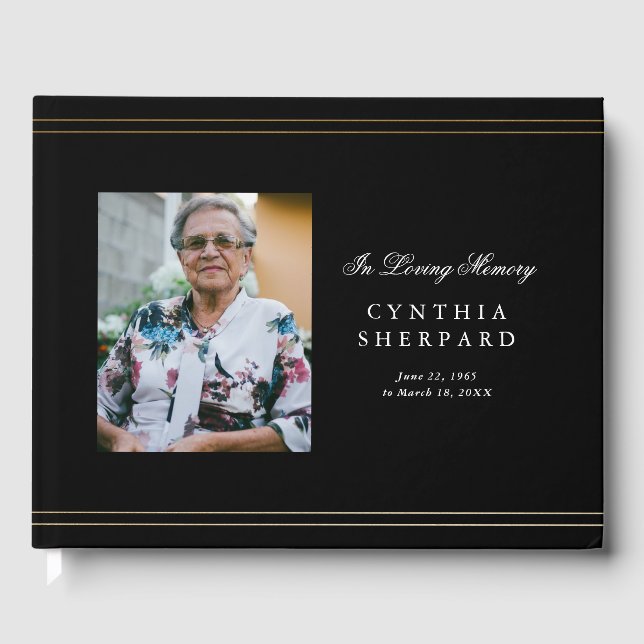 Libro De Visitas Elegante memorial de foto funeral (Anverso)