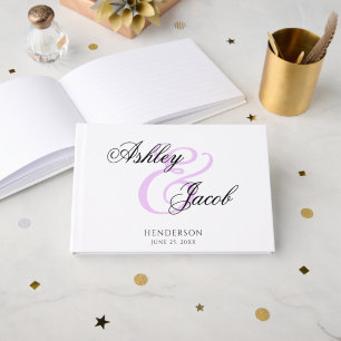 Libro De Visitas Elegante Minimal Luz Boda Nombre Personalizado Púr