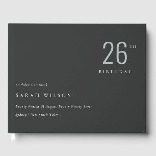 Libro De Visitas Elegante Minimalismo negrita Azul negro Cualquier 