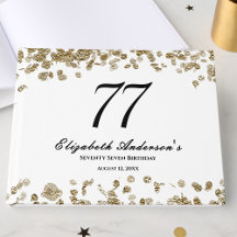 Elegante Minimalista Cumpleaños 77 Negro y Dorado
