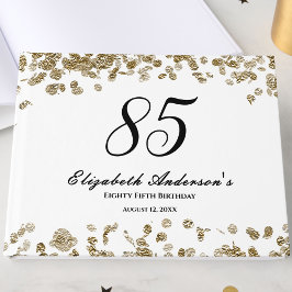 Libro De Visitas Elegante Minimalista Cumpleaños 85 Negro y Dorado