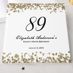 Libro De Visitas Elegante Minimalista Cumpleaños 89 Negro y Dorado