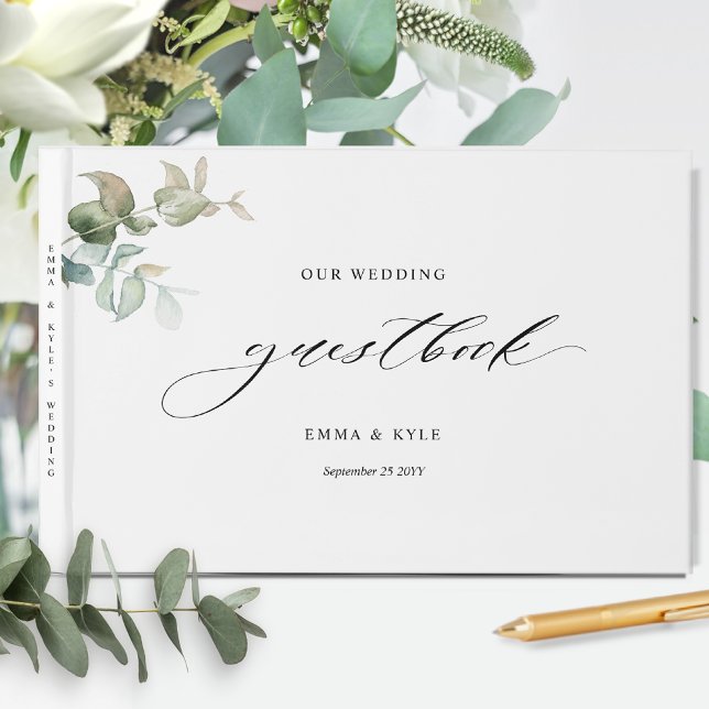 Libro De Visitas Elegante minimalista, Eucalyptus Greenery Boda (Subido por el creador)