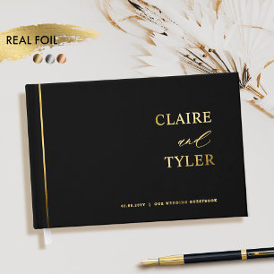 Libro De Visitas Elegante, minimalista Relieve metalizado real Boda