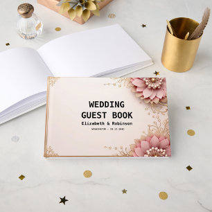 Libro De Visitas Elegante Moda Boho Floral rosa Wadd moderno