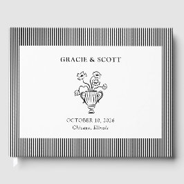 Libro De Visitas Elegante Moda Clásico Boda Blanco y Negro