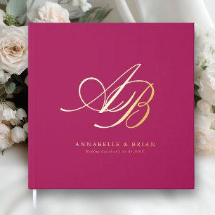 Libro De Visitas Elegante, Monograma, Boda